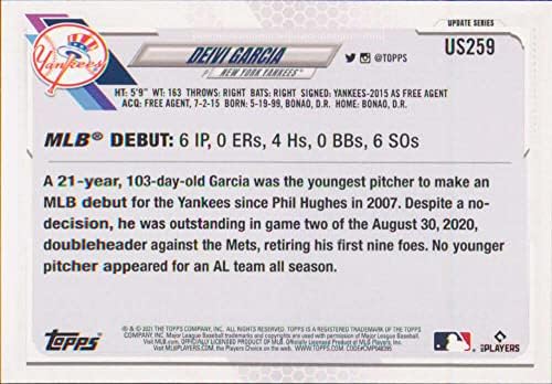 2021 Topps Frissítés US259 Deivi Garcia Újonc Debütáló NM-MT New York Yankees Baseball
