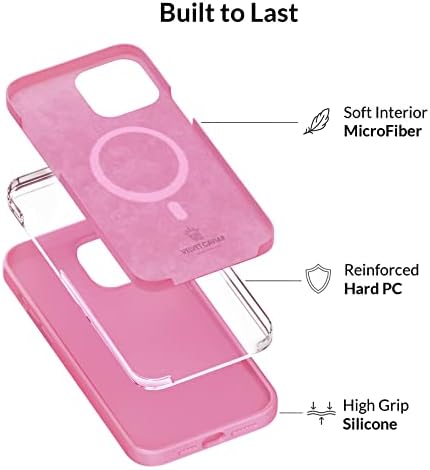 Bársony Kaviár Kompatibilis az iPhone 14 Pro Max Esetben MagSafe Szilikon Rózsaszín - Védő Mikroszálas Bélés - [6 láb