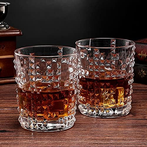 Whiskey Szemüveg Készlet 2, 10 oz Régimódi koktél Szemüveg, Sziklák Üveg Whiskey Forgatagban Lowball Scotch Whisky Szemüveg,