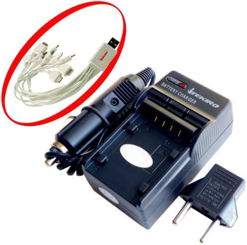 iTEKIRO Fali DC Autó Akkumulátor Töltő Készlet Panasonic CGA-S004E/1B + iTEKIRO 10-in-1 USB Töltő Kábel