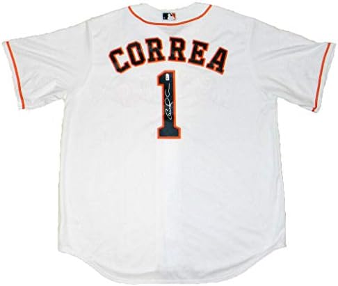 Carlos Correa Aláírt Dedikált Houston Astros Fehér Fenséges Jersey Mlb Holo - Dedikált MLB Mezek