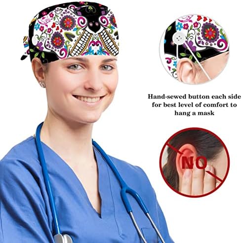 Orvosi Caps Állítható Dolgozó Kap Gombokkal, Íj Haj Hajgumi, pálmalevelekből Virágos