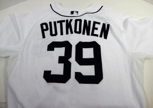 2014-ben a Detroiti Tigrisek Luke Putkonen 39 Játékban Használt Fehér Jersey 50 807 - Játék Használt MLB Mezek