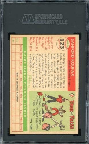 Sandy Koufax 1955 Topps Újonc Kártya 123 CSKP 7.5 High-End Halott Központú* PSA - Baseball Asztalon Kezdő Lapot