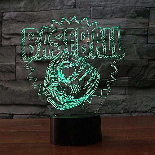 SUPERIORVZND 3D Baseball Kesztyű Alakú Led-es Éjszakai Fény Touch Table Asztal Optikai Illúzió, Lámpák 7 Szín Változó