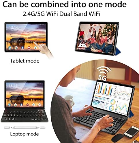 2 az 1-ben Tabletta 10.1 hüvelykes Android, 10.1 Tabletta, Billentyűzet, Egér, 4GB RAM, 64 GB ROM, 128 GB Bővíteni,
