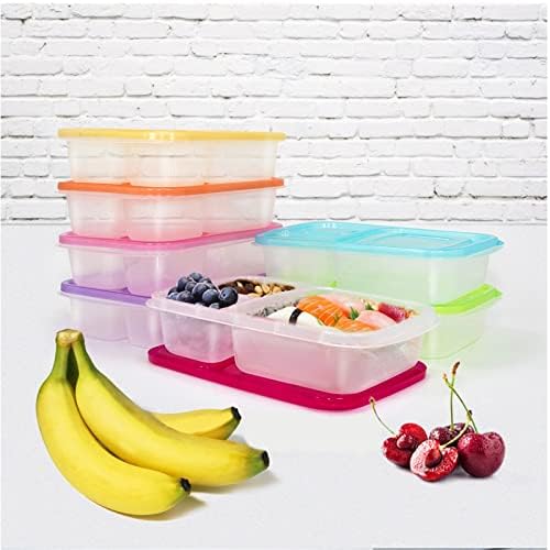 7 Db Bento Ebédet Újrahasználható Műanyag Élelmiszer-tartály, 3-Rekeszes az Iskola, a Munka, Piknik, majd Utazás