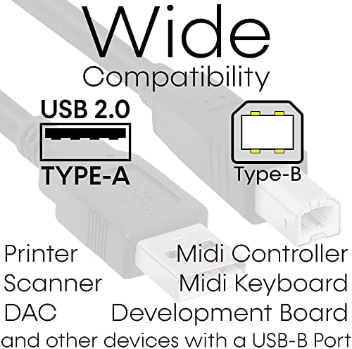 Cmple - USB Nyomtató Kábel 3ft férfi Férfi USB 2.0 A-B Kábel USB B Típusú Nyomtató, Szkenner Kábel Kompatibilis Tintasugaras