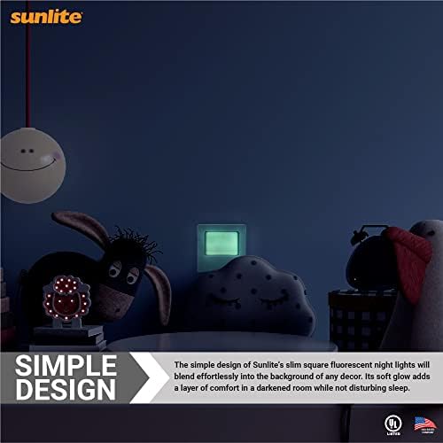 Sunlite 40835 Slim Fluoreszkáló Fény Négyzetméter Éjjeli, Puha Fény, Alacsony Energia Fogyasztás, Fürdőszoba, Folyosó,
