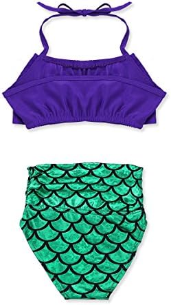 TiaoBug Gyerekek Lányok 2DB Bikini Tankini Hableányos Fürdőruha, Fürdőruha fürdőruha Bikini Felsők Alsó Készlet