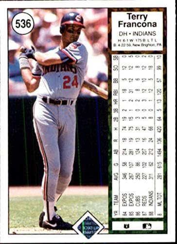 1989 Felső szint 536 Terry Francona NM-MT Cleveland indians Baseball-Cleveland indians