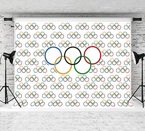 7x5ft Olimpiai Sport Hátteret Olimpiai Gyűrűk Nemzetközi Banner Fotózás Hátterekkel Országok Osztályteremben Kert Megnyitó