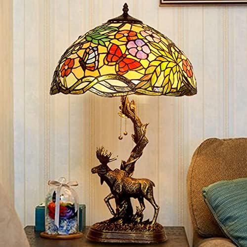 Fiunkes Tiffany Lámpa ólomüveg Lámpa Pillangó Virág Design-lámpabúra asztali Lámpa Íróasztali lakberendezés Lámpa Szarvas