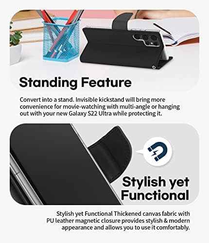 GOOSPERY Vászon Tárca Célja a Samsung Galaxy S22 Ultra Tárca az Esetben, Elegáns Farmer Anyagból Design [3 Kártya Slot
