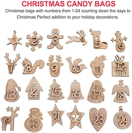 TOYANDONA Karácsonyi Adventi Naptár-Ajándék Táska Lóg 24 Nap Visszaszámlálás Zsákvászon Candy Táskák DIY Karácsonyi