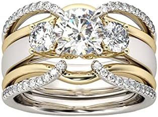 Esküvői Zenekar, a Nők 3 Db Divat Rakható Cirkónium-oxid Faragás Retro Esküvői Gyűrű Női Divat Kristály Eljegyzési Gyűrűk