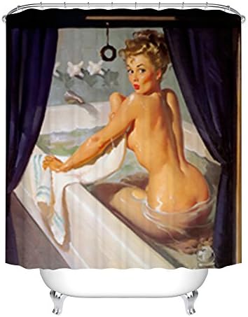 Fangkun zuhanyfüggöny Szexi Szép Lány Fürdés Design - Vintage Retro Pin-Up Lányok Fürdőszoba Függöny Art Festmény Dekor