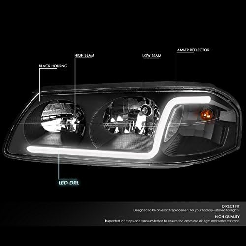 DRL LED Fekete Ház Tiszta Sarokban Fényszóró Lámpa+Szerszám Készlet Kompatibilis a Chevy Impala 00-05