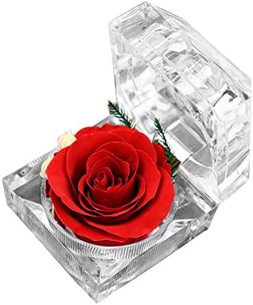 D-GROEE Tartósított Rózsa Virág Gyűrű Ékszer Doboz Kijelző Jogosultja Ajándék Tartály Esküvő, Eljegyzés, Évforduló Lila