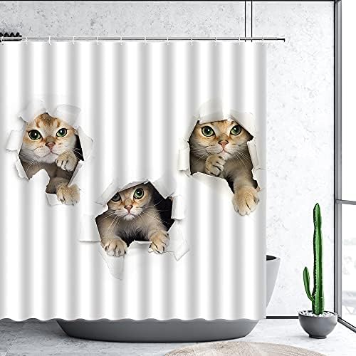 Aranyos Macska zuhanyfüggöny Szép Rajzfilm Cica Játékos Cica Vicces Állat 3D-s Pet-Karma Kreatív Dekor Anyag Fürdőszoba