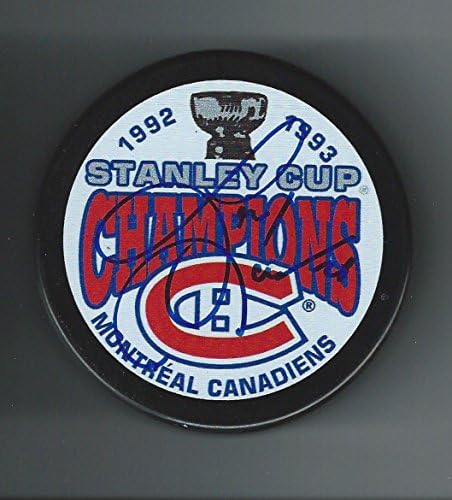 Gary Leeman Aláírt Montreal Canadiens 1993 Stanley-Kupa Bajnokok Puck - Dedikált NHL Korong