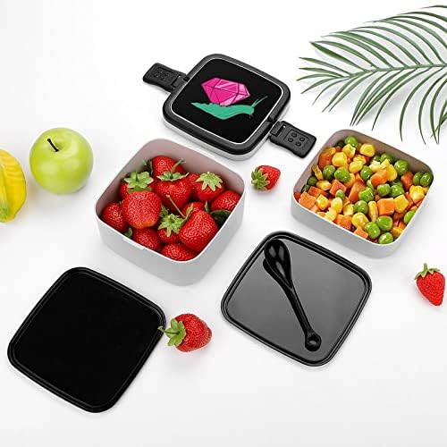 Ékszer Csiga Szín Ebédet Hordozható Double-Layer Bento Box Nagy Kapacitású Ebéd Tartály Élelmiszer-Tartály Kanál