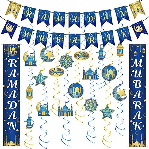 Ramadán Dekorációk, Muzulmán Ramadan Mubarak Kültéri Dekorációk, Eid Mubarak Üdv Banner, Ramadan Mubarak Lóg Talmi Örvény