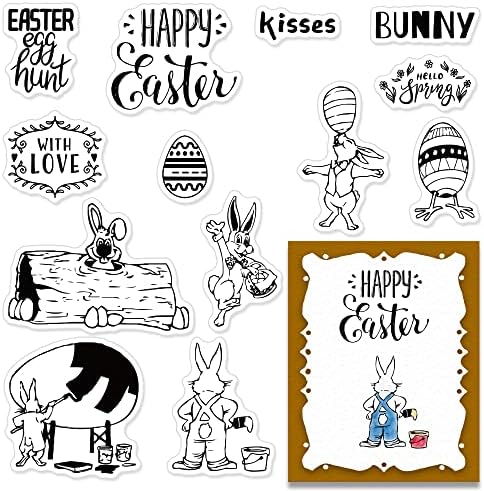 Boldog Húsvéti Helló Tavasz Szavak Tiszta Bélyeget Kártya Készítés Scrapbooking DIY Dekoráció, Húsvéti Tojás, Nyuszi,