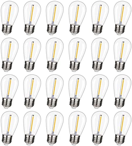 CLSETAIC Törhetetlen & Vízálló S14 String Izzók,Led Kerti Lámpák Kültéri Vízálló Csere Izzók,S14 LED Izzó Meleg Fehér