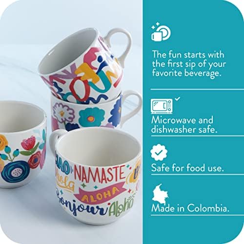 Corona Bögre készlet 4 | a Tökéletes Kávé, Tea Szerelmeseinek | Jumbo Művészeti Bögrék 16.2 Oz - 481cc | Kerámia |Kézzel