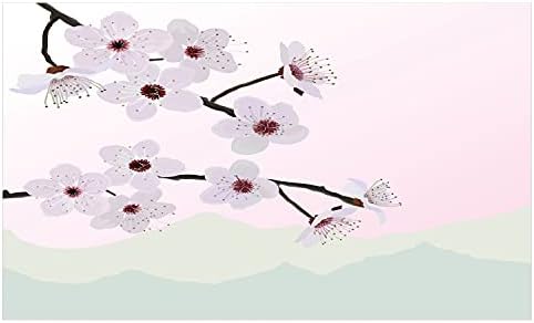 Ambesonne Mandula Virág Kerámia Fogkefe Tartó, Mandula Virág Motívumok, a Fák, a Hegyoldalban Háttérben a Rózsaszín