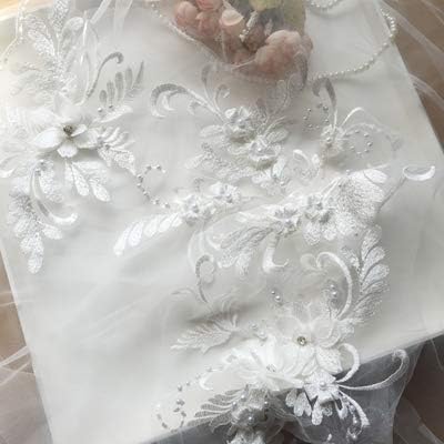 Kézzel készített Gyöngyök 3D Rátétes Esküvői Ruha Menyasszonyi Fejdísz Csipke Gallér Szövet Javítás,Vörös bab