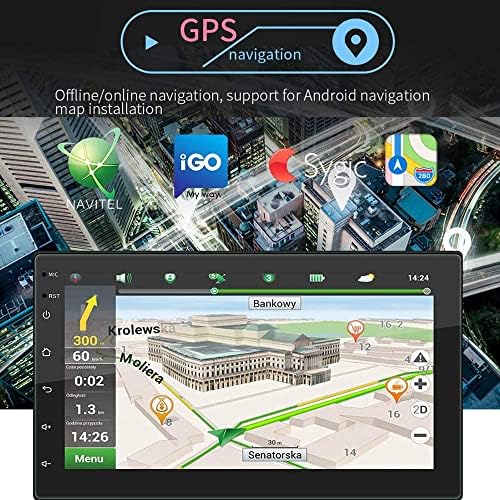 Dupla Din Android Autó Sztereó 7 Hüvelykes Kapacitív érintőképernyő autórádió, Bluetooth GPS Navigációs FM Tükör Link